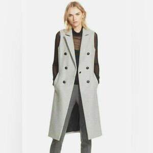 Rag & Bone Faye Long Double Breasted Wool Blend Vest in Gray